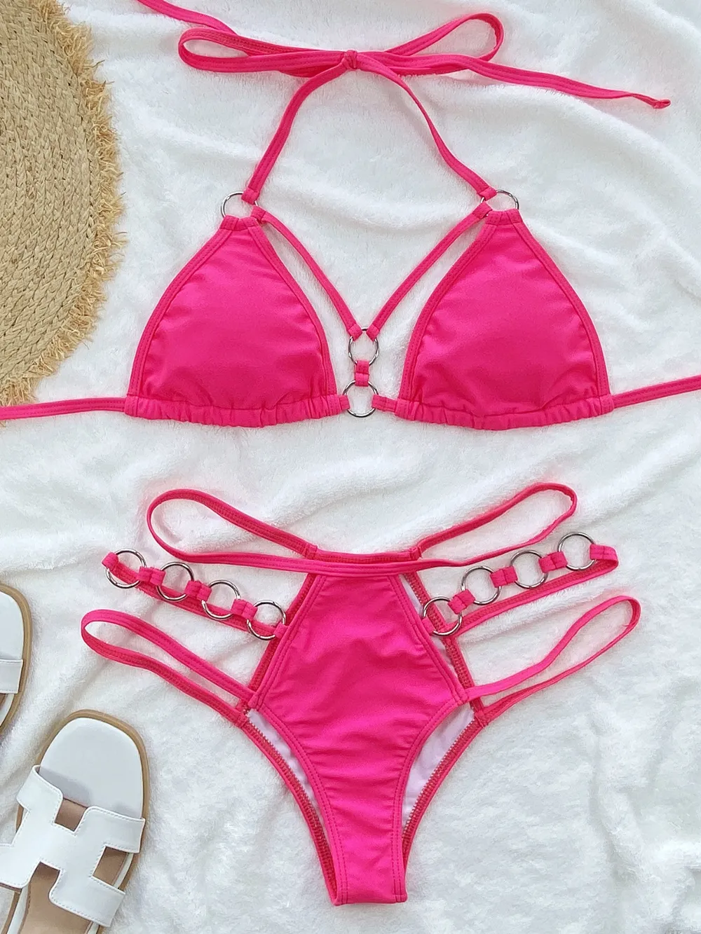 Cutout Halter Neck Two-Piece Bikini Set, image 4