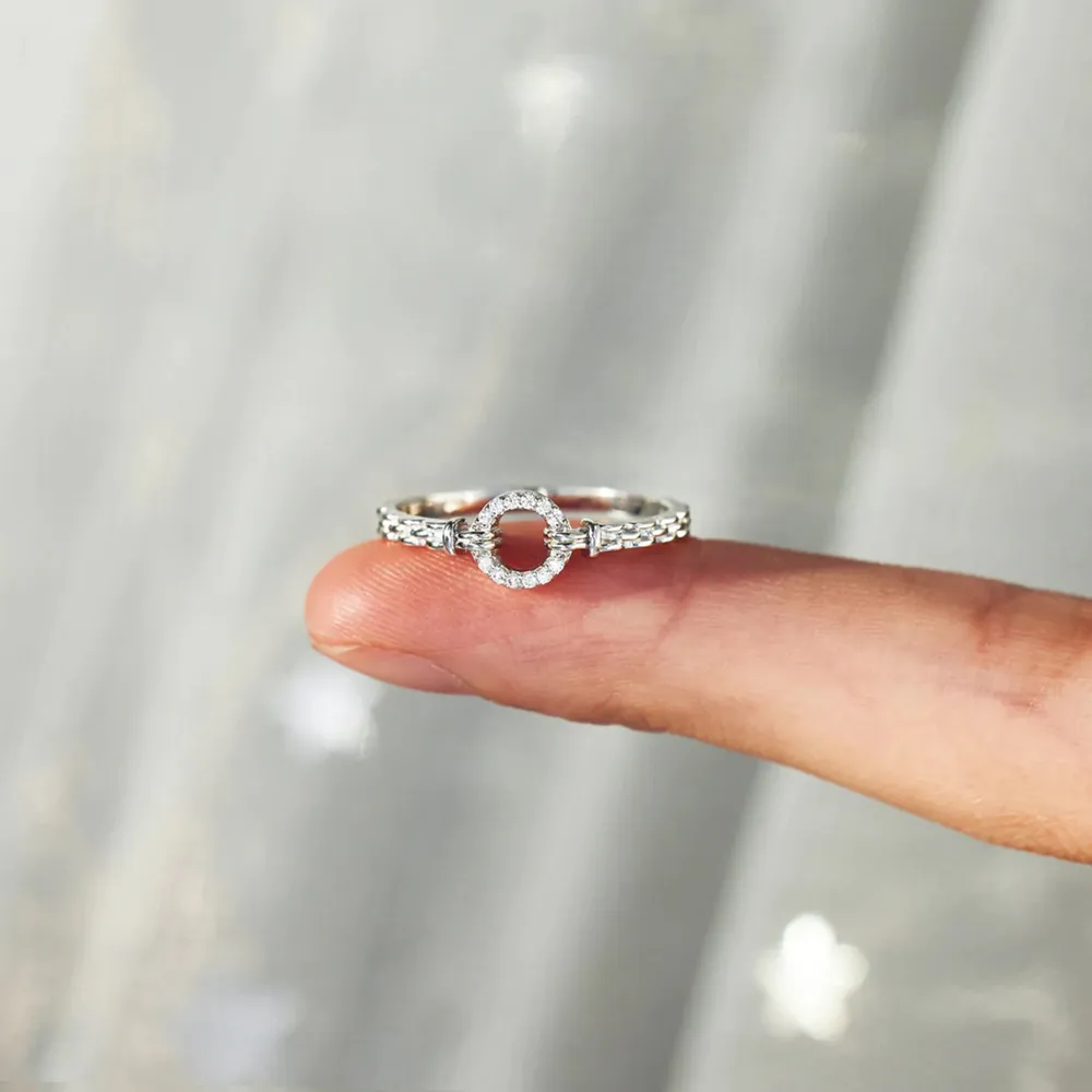 Inlaid Zircon 925 Sterling Silver Ring, image 2