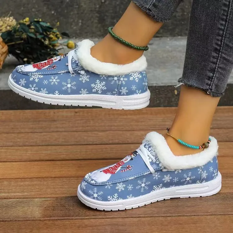 Snowman Print Round Toe Slip-Ons, image 5