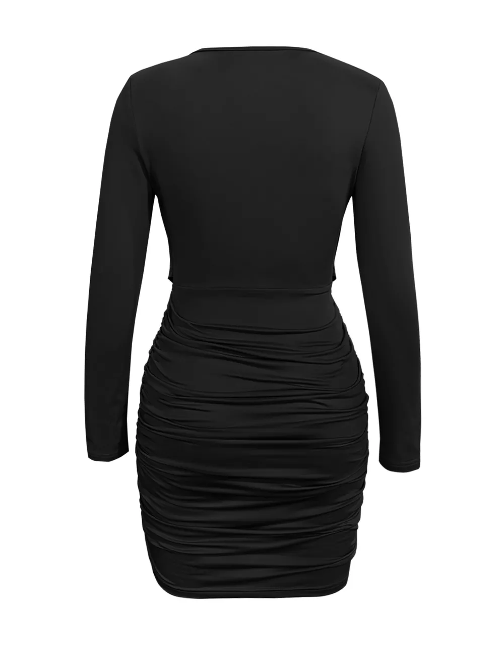 Draped V-Neck Long Sleeve Bodycon Mini Dress, image 6