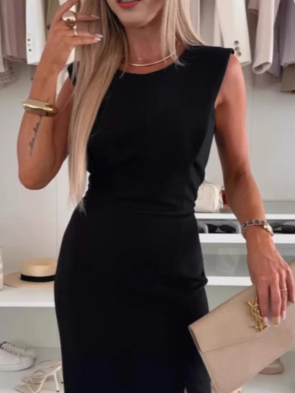Full Size Slit Round Neck Sleeveless Dress Plus Size, image 6