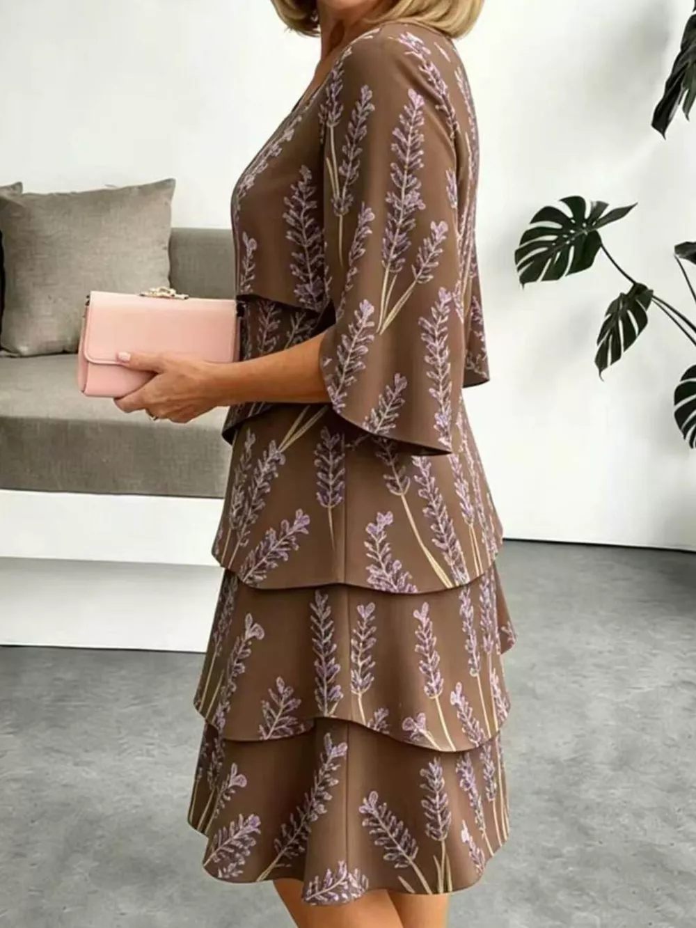 Full Size Floral Print Ruffle Hem Dress Plus Size, image 9