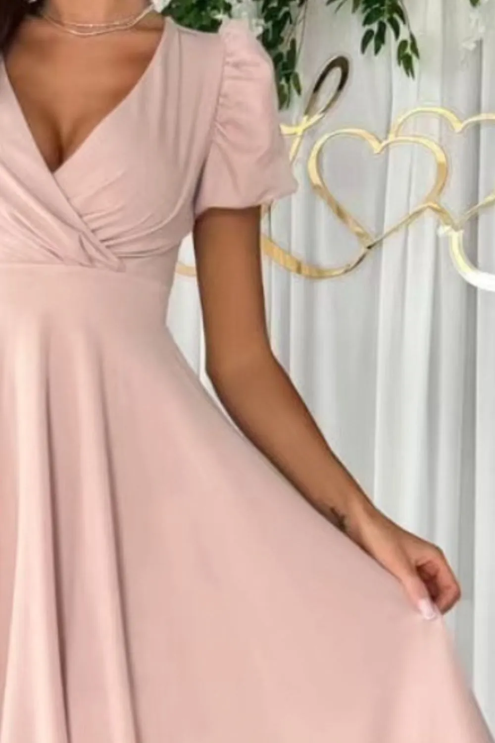 Surplice Puff Sleeve Midi Dress, image 4