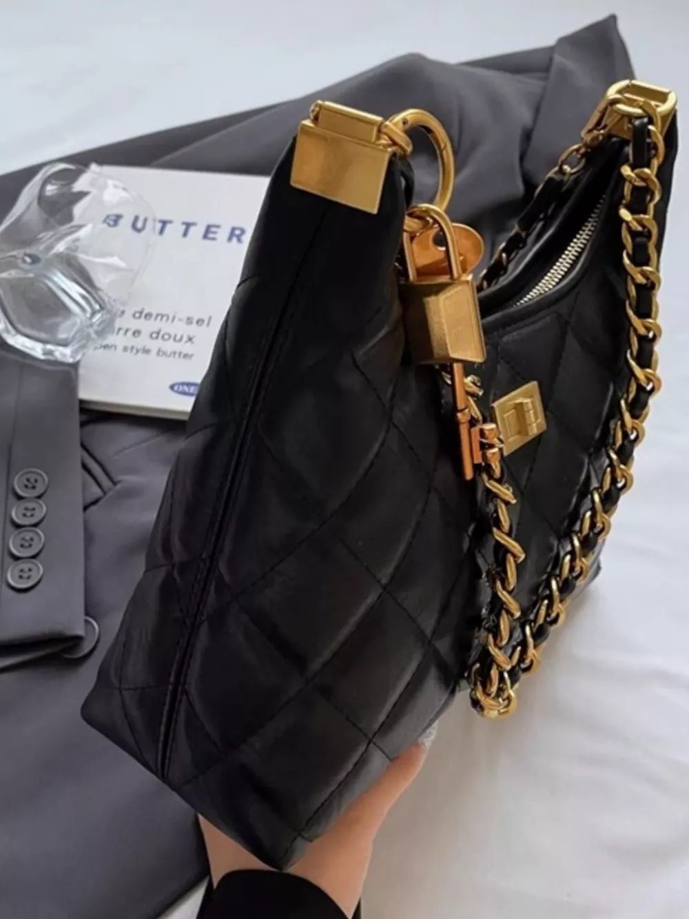 Quilted Chain Strap Shoulder Bag, image 6