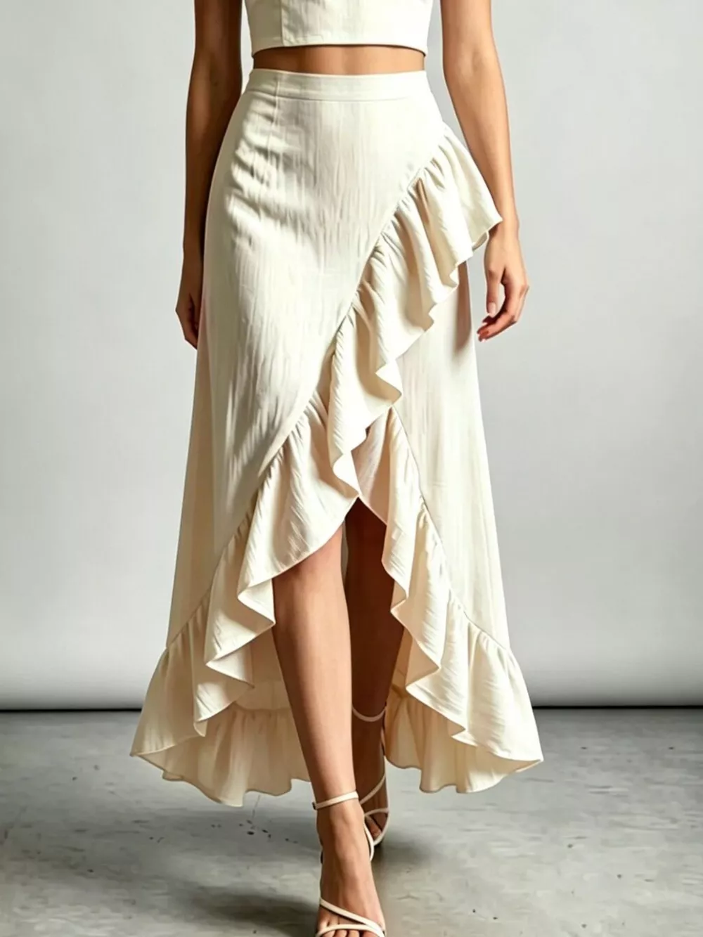 Halter Neck Crop Top and High-Low Maxi Skirt Two-Piece Set, image 3