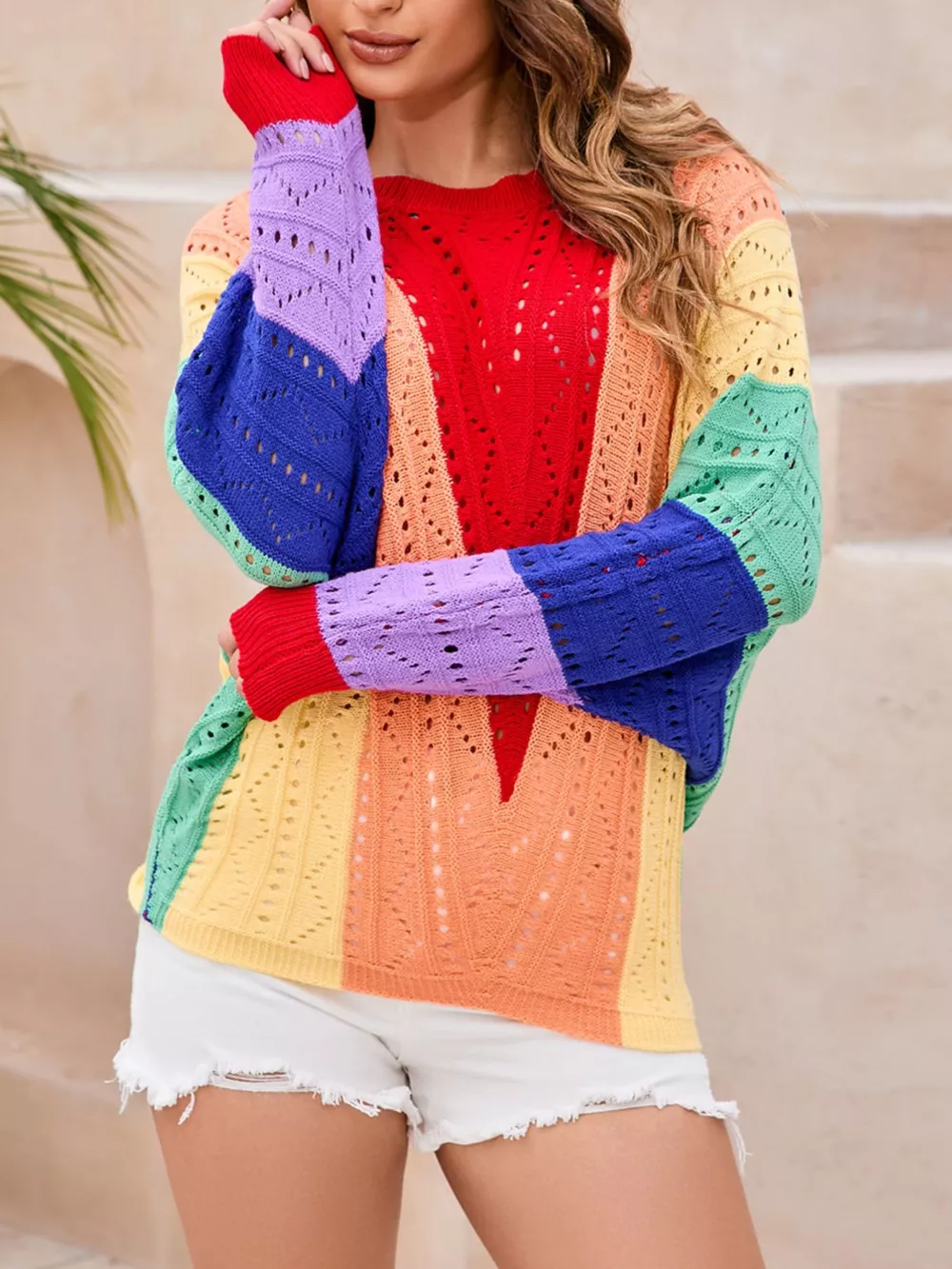 Color Block Openwork Sweater, image 3