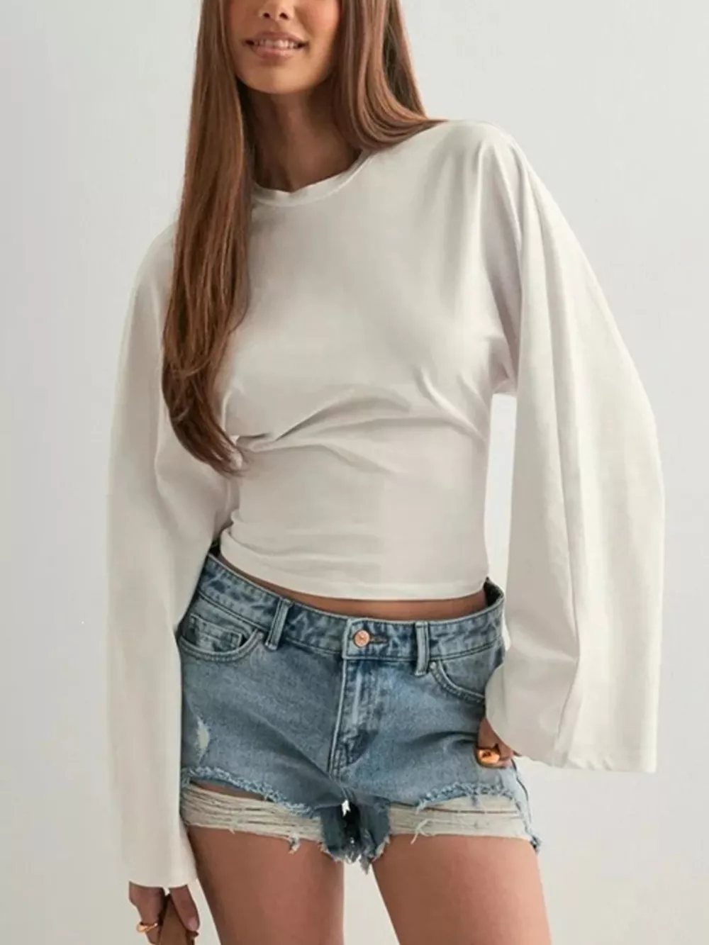 Full Size Solid Color Long Sleeve T-Shirt Plus Size, image 3