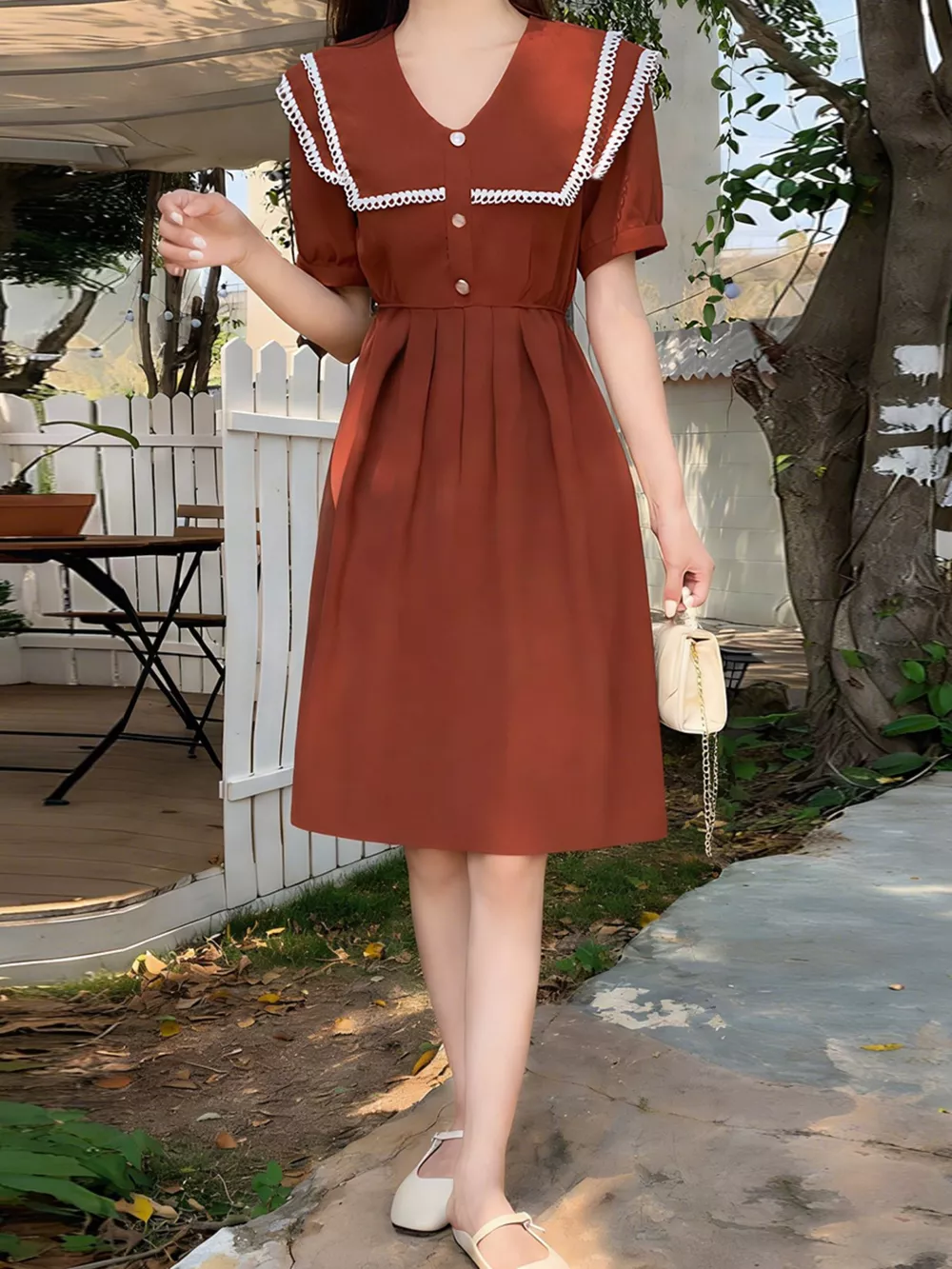 Sailor Collar Pleated Dress, image 4