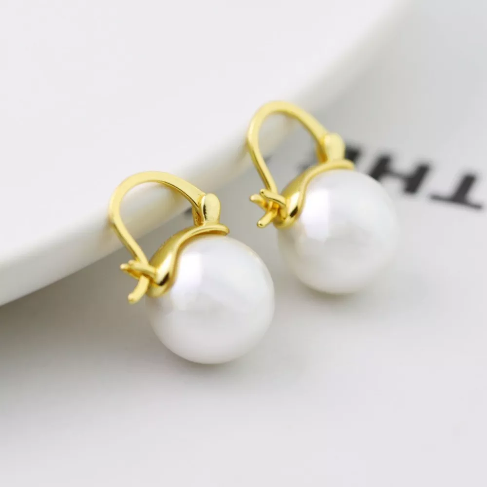 18K Gold-Plated Pearl Earrings, image 5