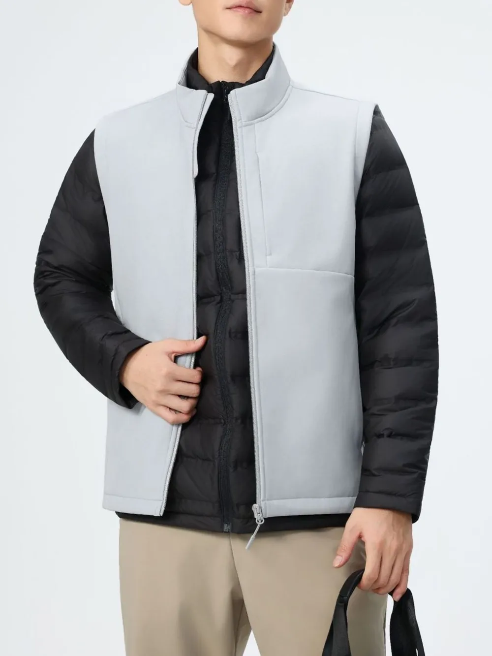 Men's Full Size Sleeveless Softshell Vest with Full Zip Plus Size, image 3