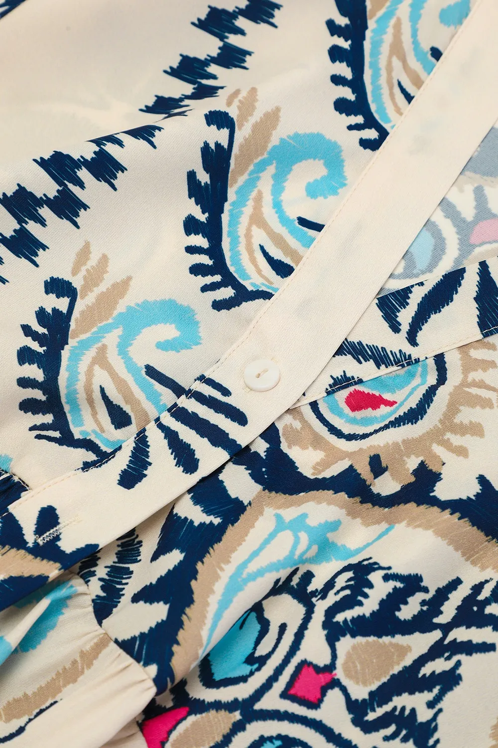 Printed Notched Three-Quarter Sleeve Mini Dress, image 4