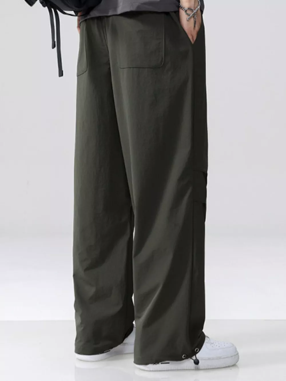 Men's Plus Size Drawstring Wide Leg Pants, image 4