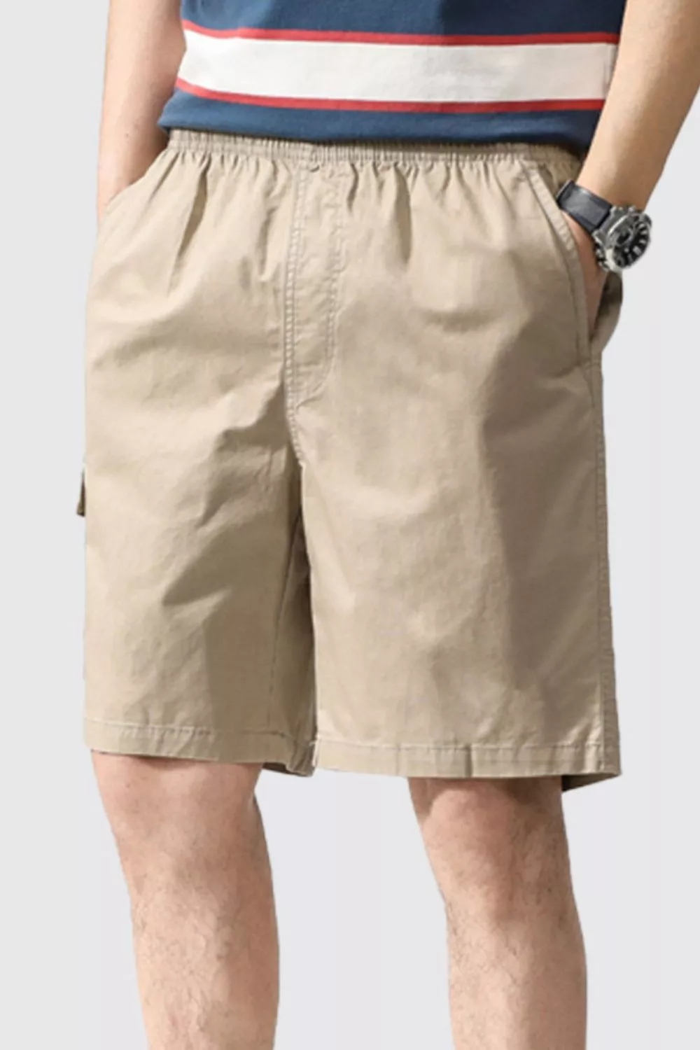 Men's Plus Size Casual Elastic Waist Shorts, image 2