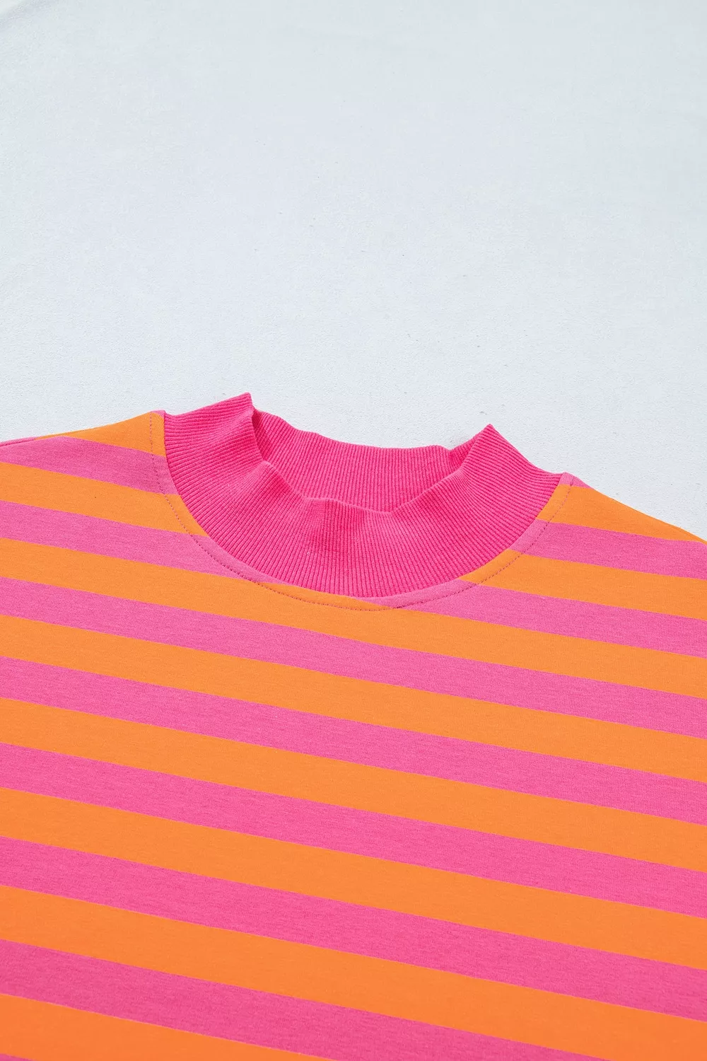 Stripe Color Block Patchwork Mock Neck Pullover Drawstring Mini Skort Set, image 5