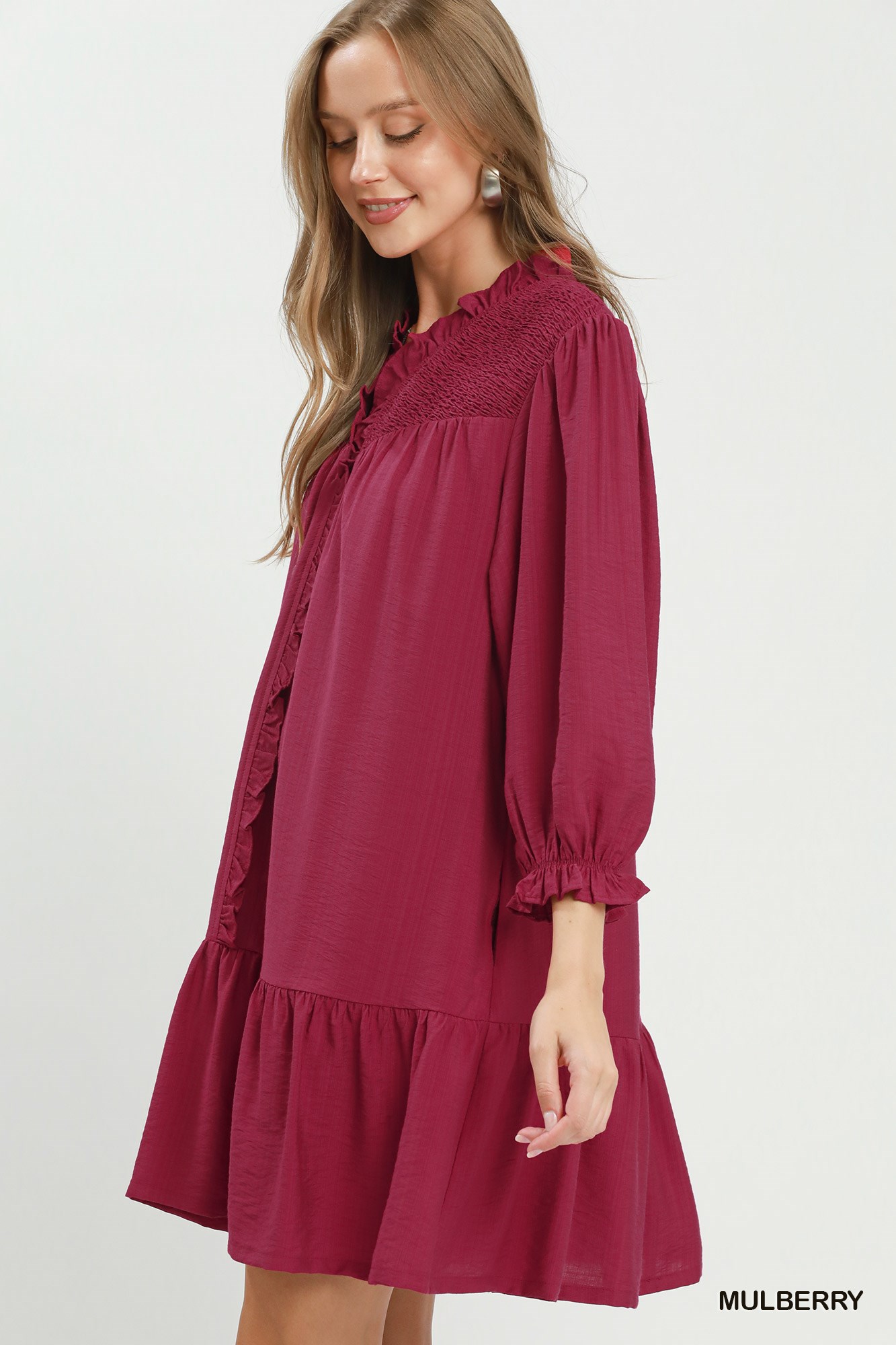 Smocked Ruffle Detail Tiered Mini Dress, image 2