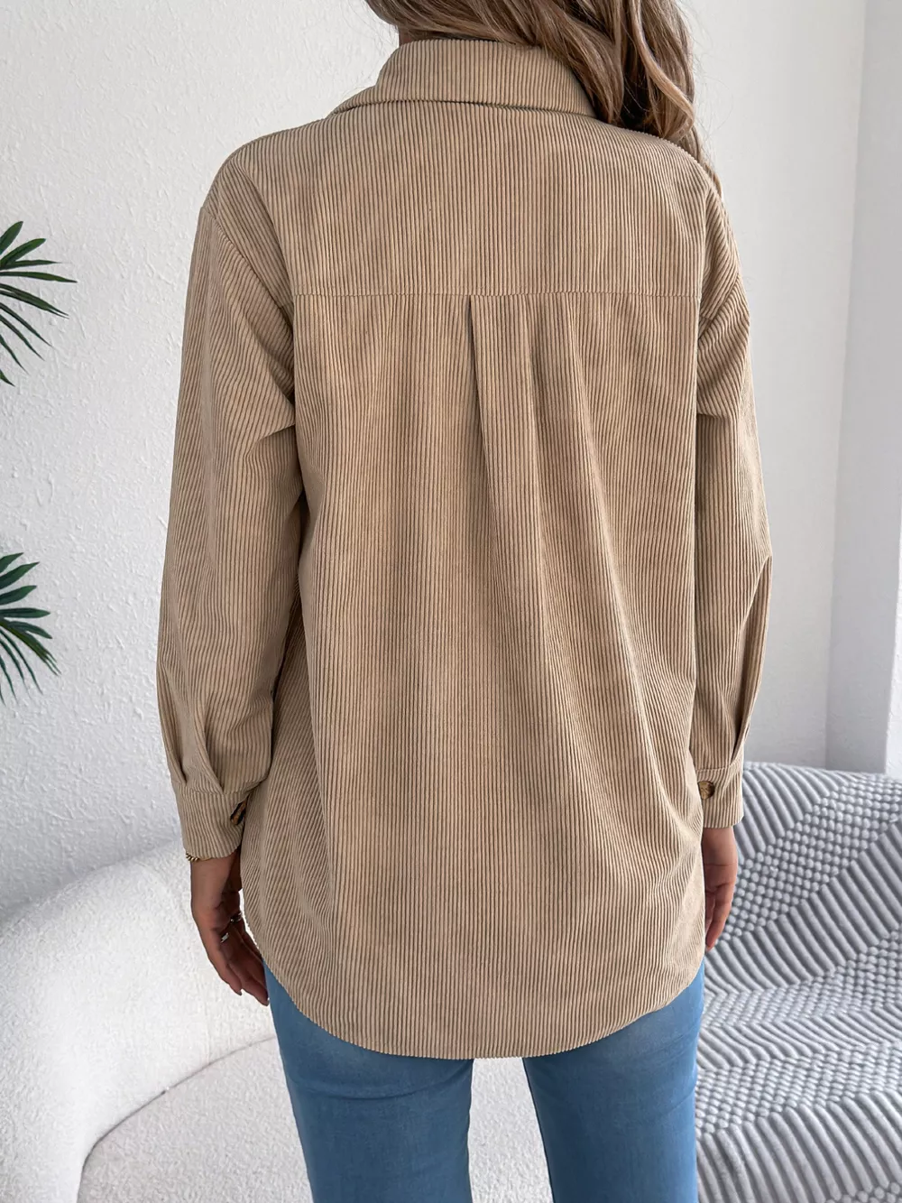 Casual Corduroy Button-Up Shacket, image 6