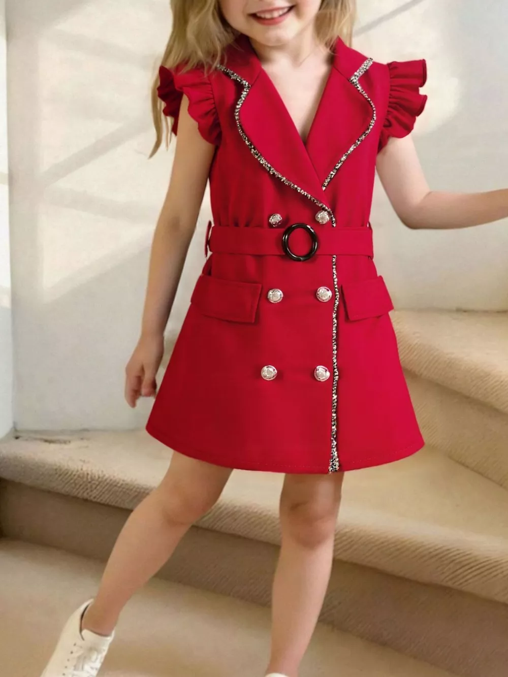 Children's Double Breasted Belt Dress, image 12