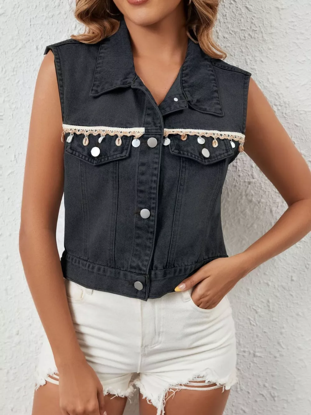 Button Up Denim Vest, image 11