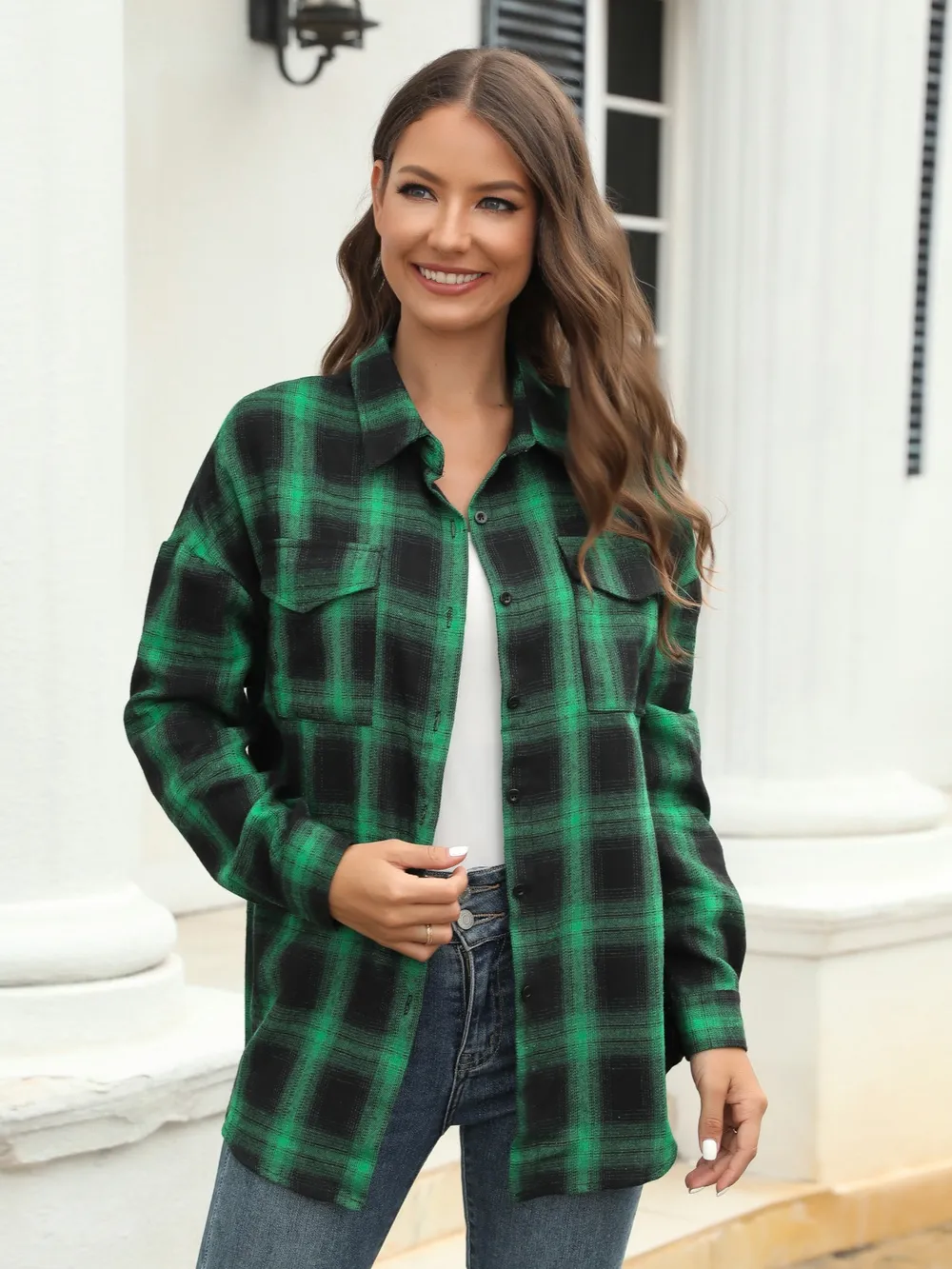 Full Size Plaid Button Up Pocketed Shirt, image 11