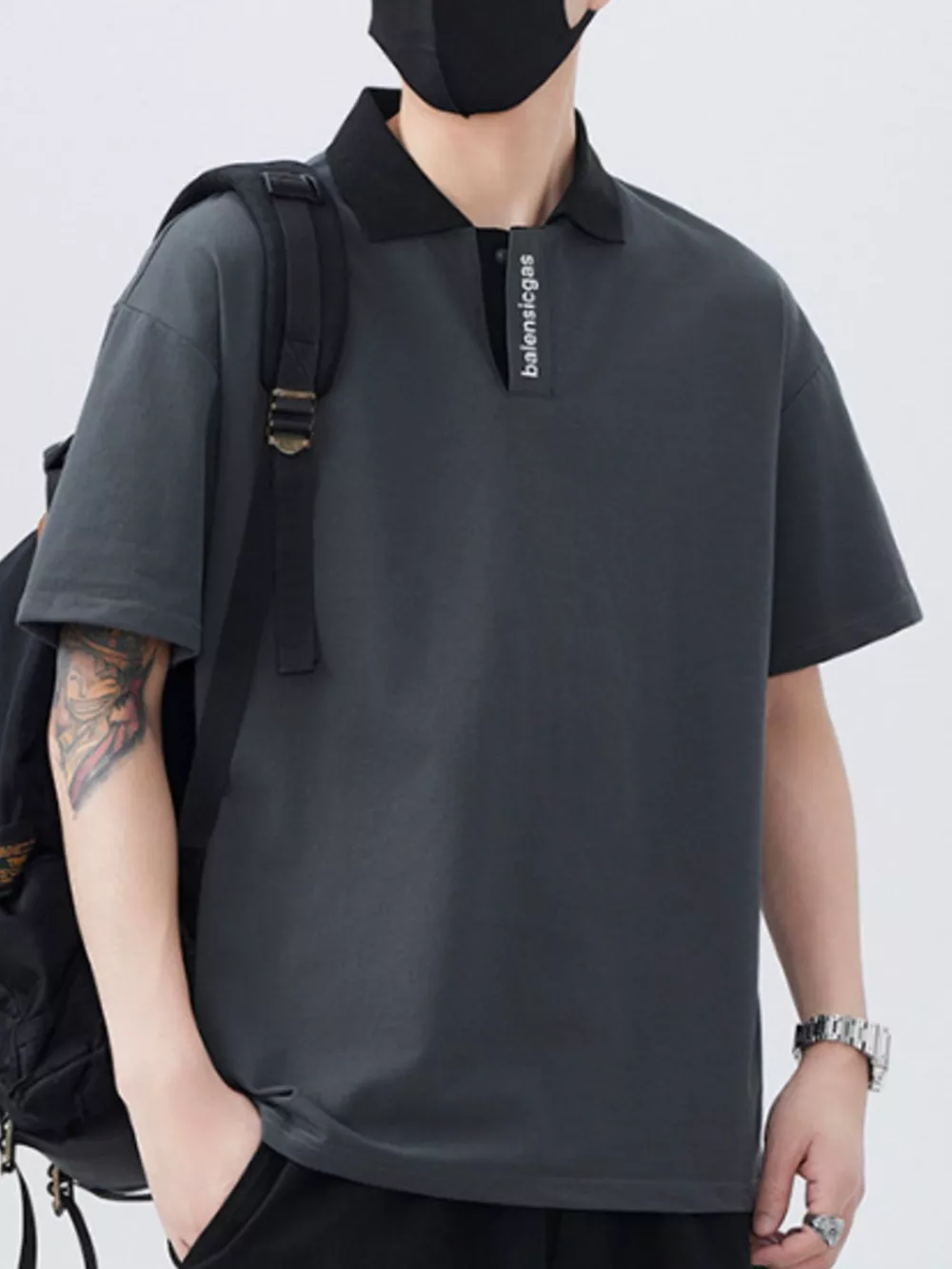 Men's Plus Size Contrast Collar Short Sleeve Polo, image 8