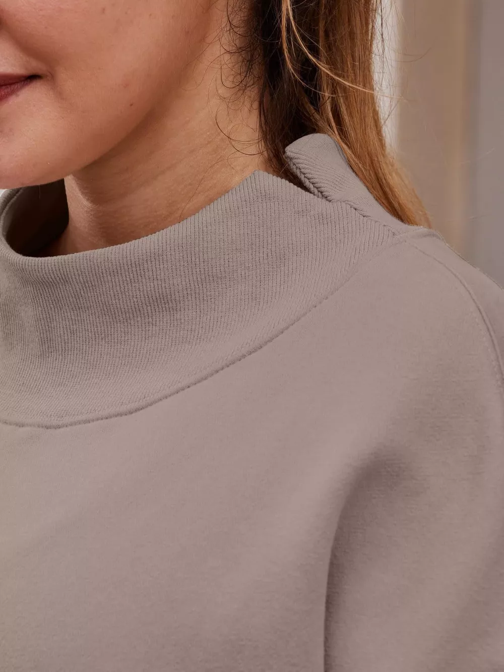 Mock Neck Dropped Shoulder Sweatshirt, image 7
