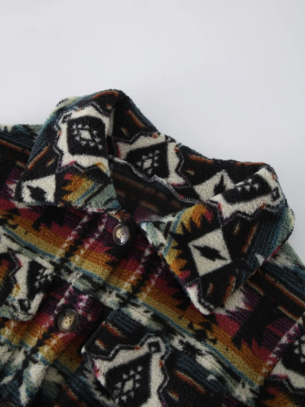Geometric Dropped Shoulder Balloon Sleeve Outerwear, image 6