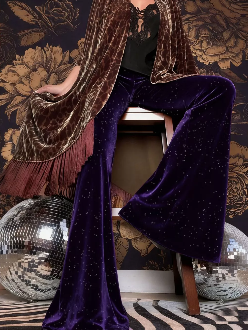 Velvet High Waist Flared Pants, image 7