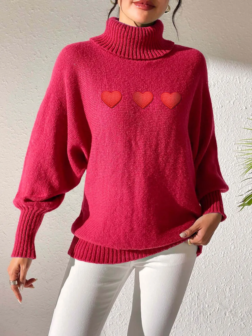 Heart Turtleneck Long Sleeve Sweater, image 7
