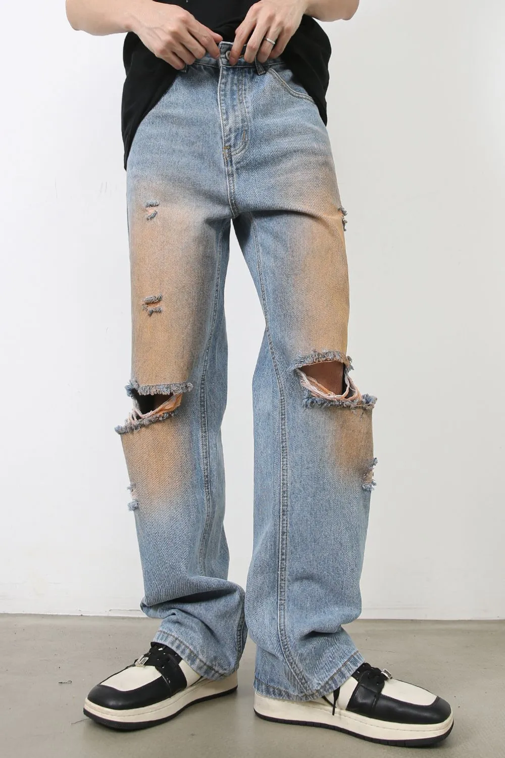 Men's Distressed Jeans with Pockets, image 3