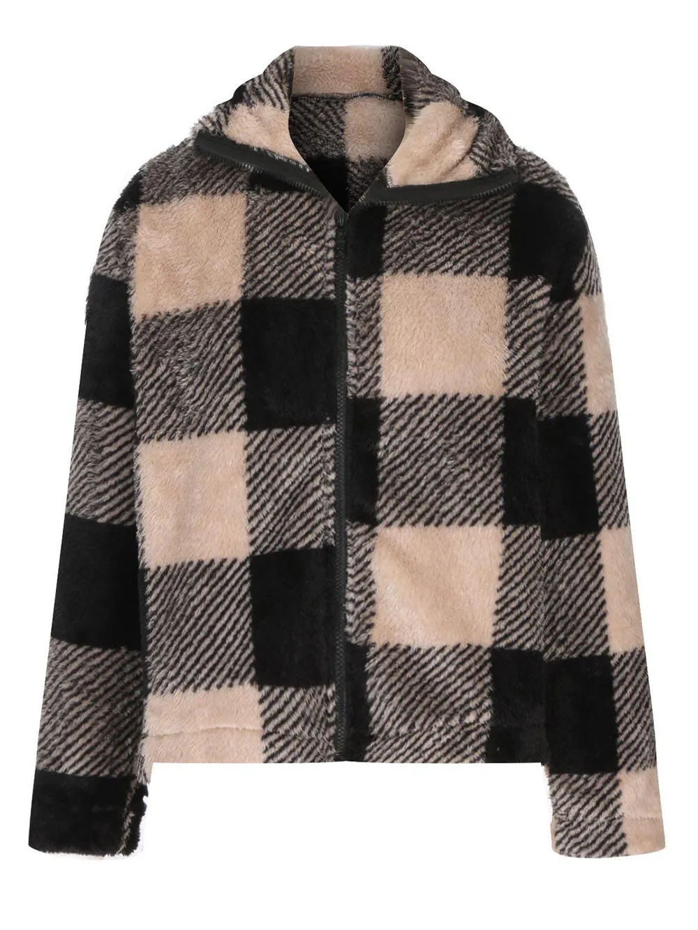 Full Size Plaid Zip Up Long Sleeve Jacket, image 9