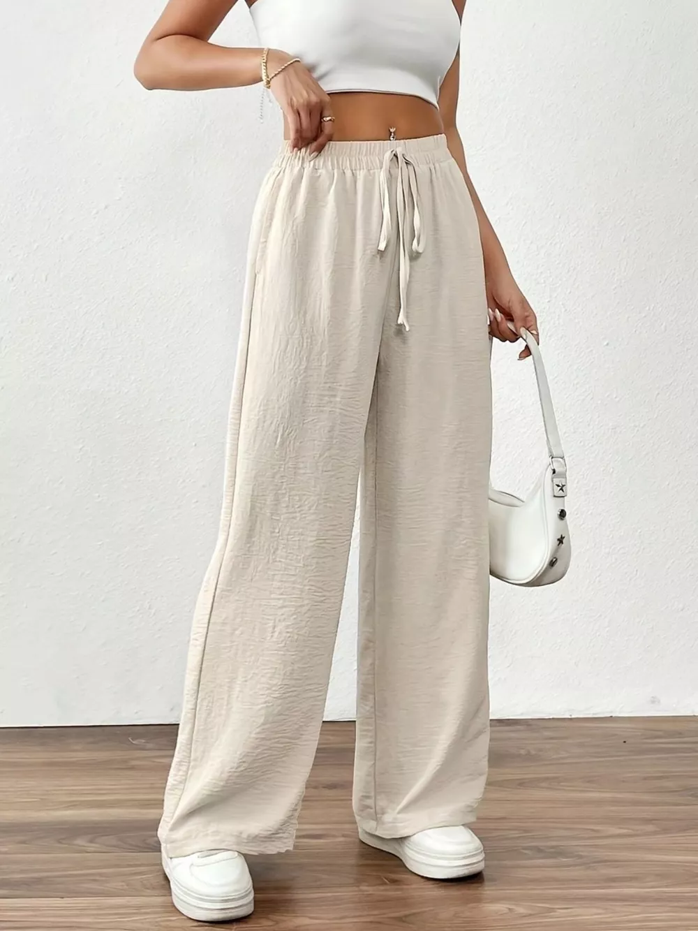Casual Drawstring Wide Leg Pants, image 6