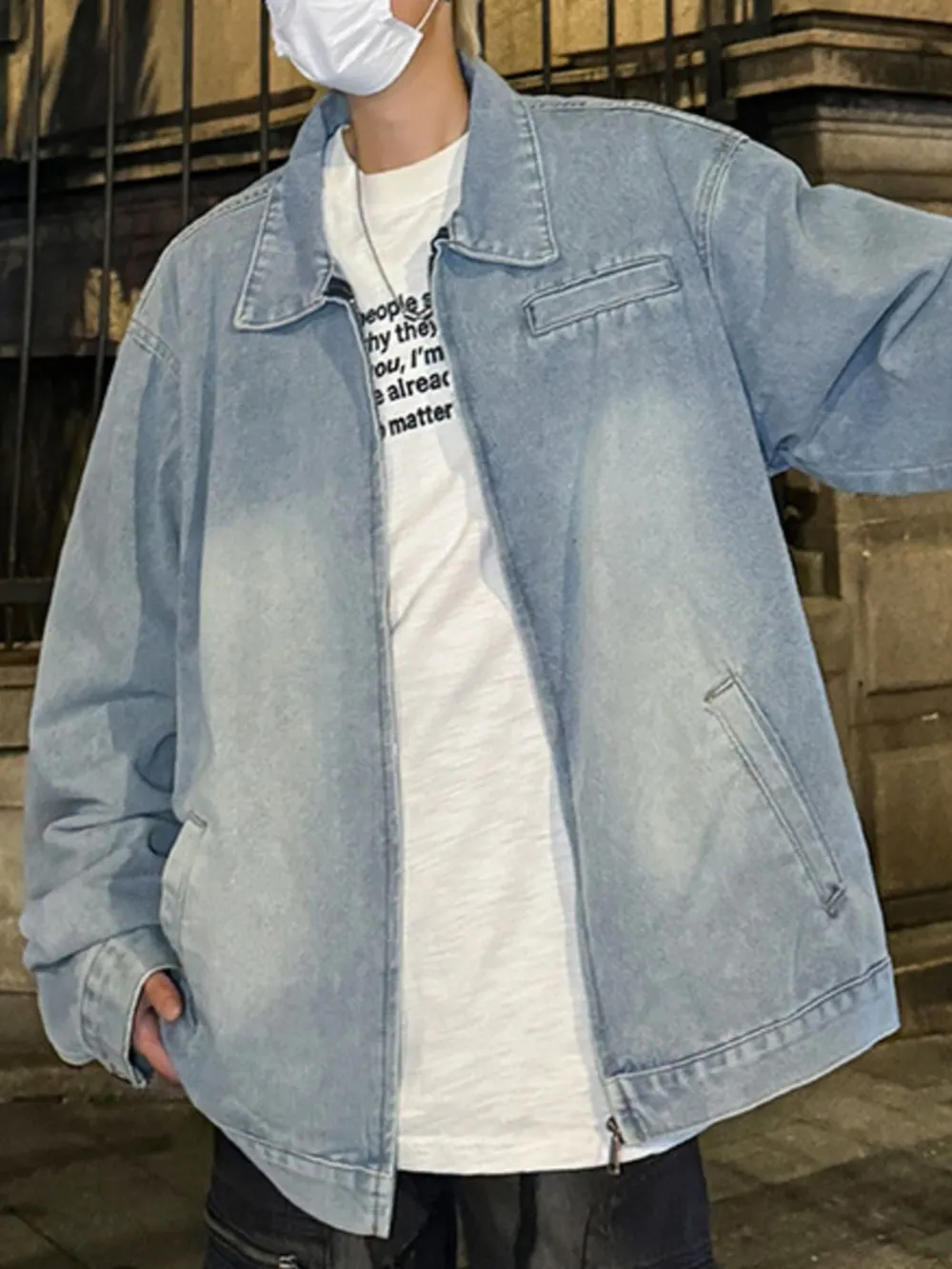 Men's Full Size Zip Up Long Sleeve Denim Jacket Plus Size, image 10