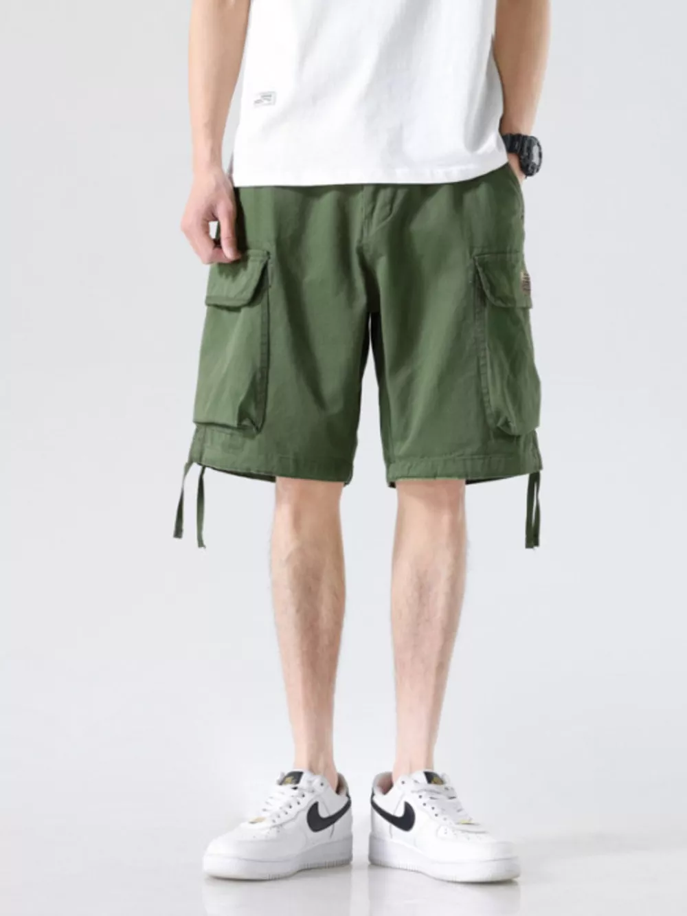 Men's Drawstring Wide Leg Cargo Shorts, image 8