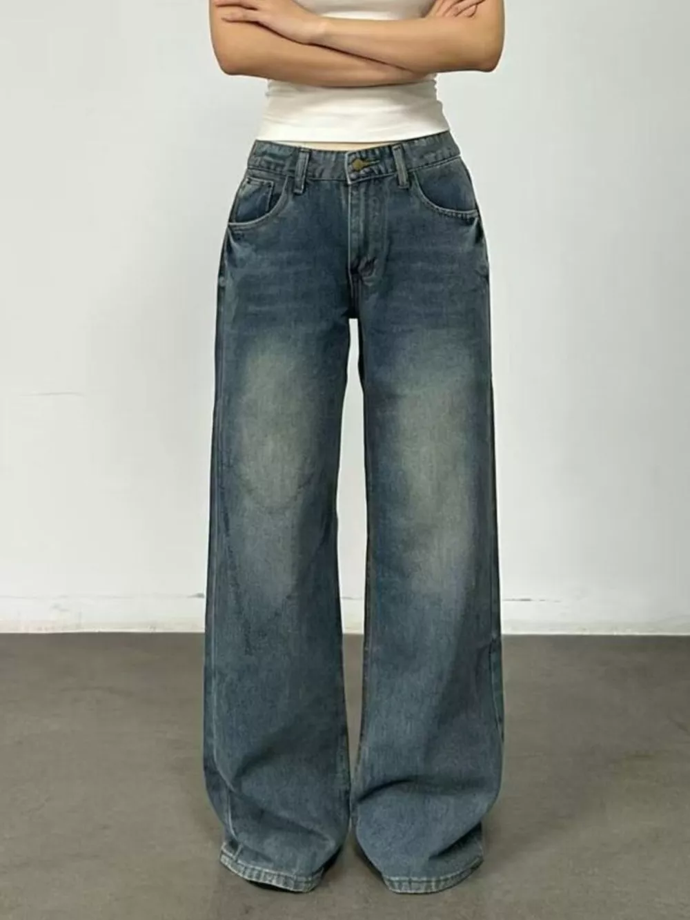 Vintage Wash Wide Leg Jeans, image 2