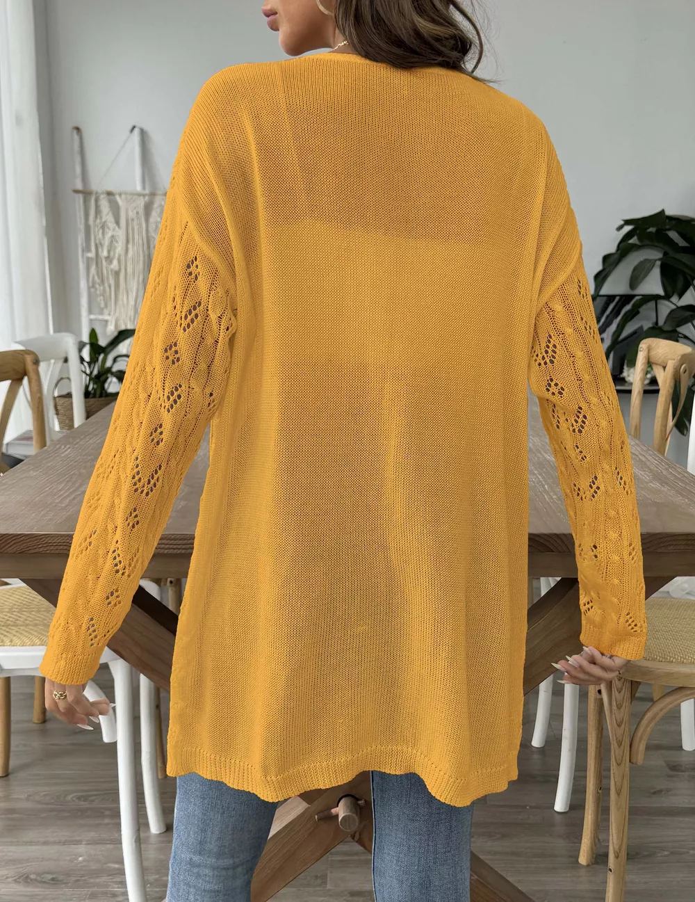 Openwork Open Front Knit Cardigan, image 19