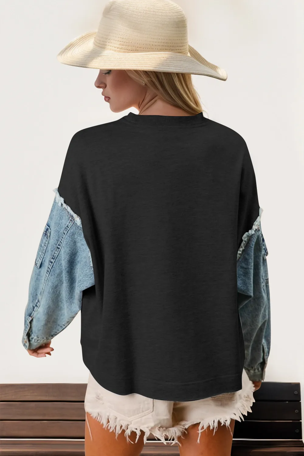 Raw Edge Star Contrast Sweatshirt, image 4