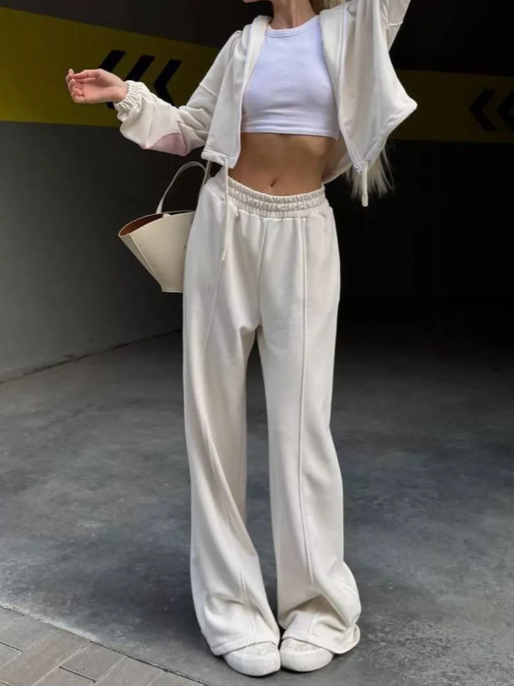Zip Up Hoodie and Wide-Leg Pants Set, image 7