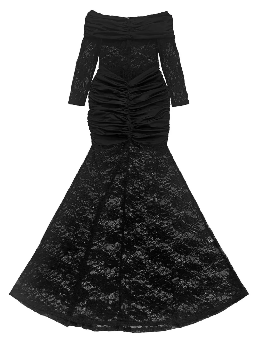Off-Shoulder Ruched Lace Mermaid Maxi Dress, image 11