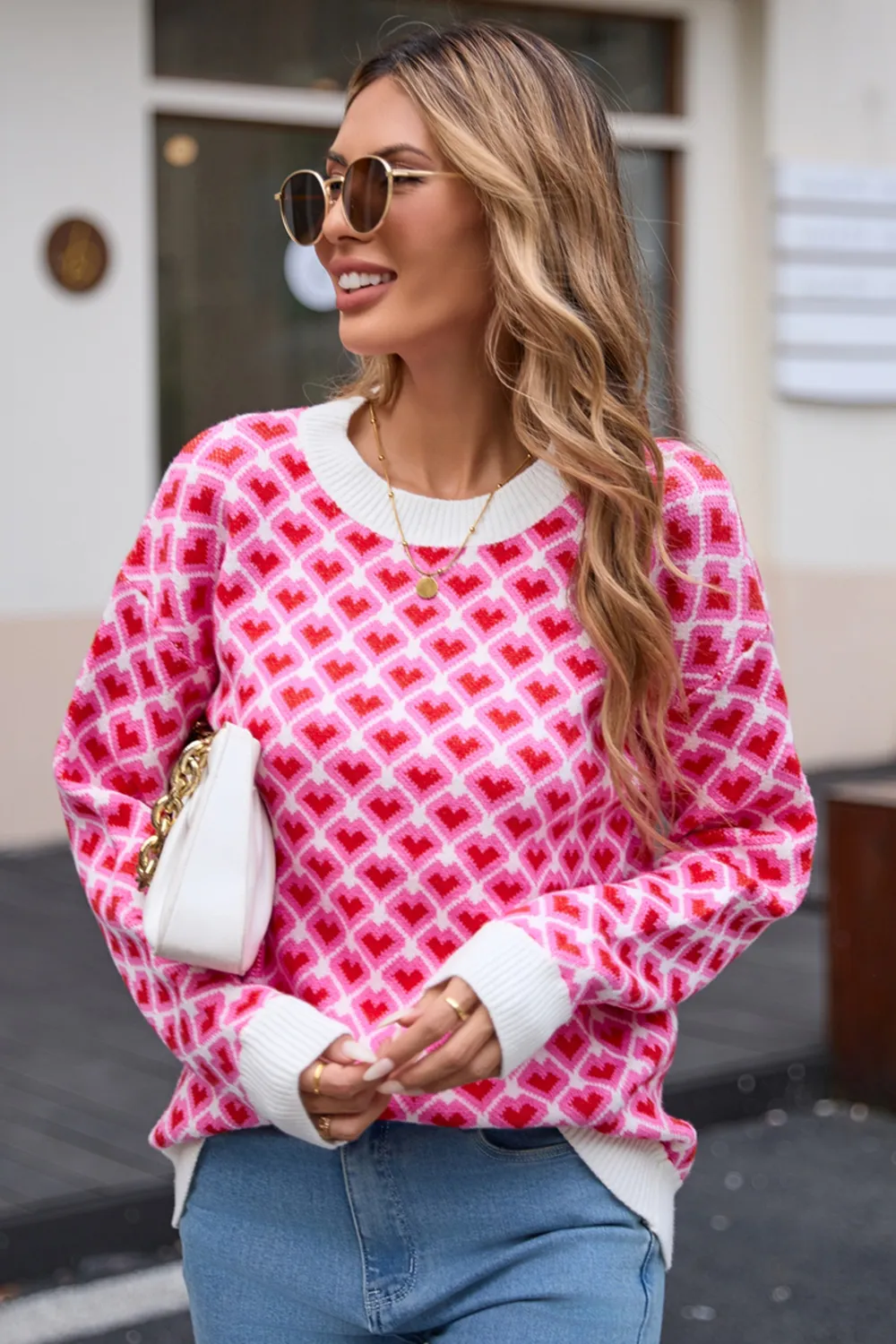Contrast Round Neck Dropped Shoulder Sweater, image 7