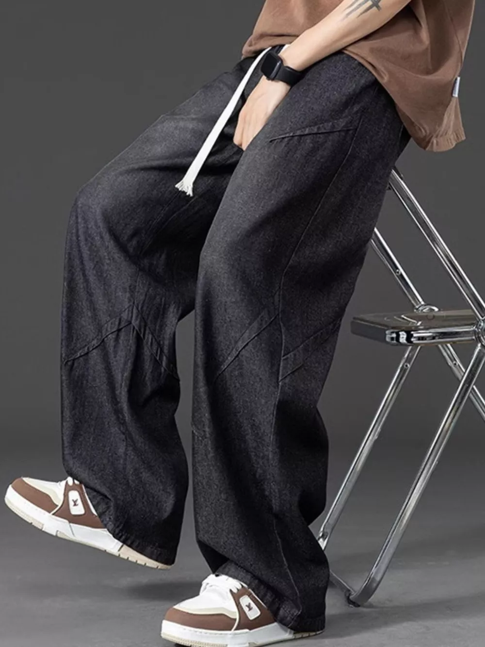 Men's Plus Size Vintage Wash Wide Leg Jeans, image 5