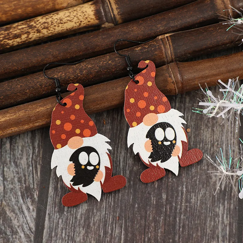 Point Hat Gnome Wooden Dangle Earrings, image 4