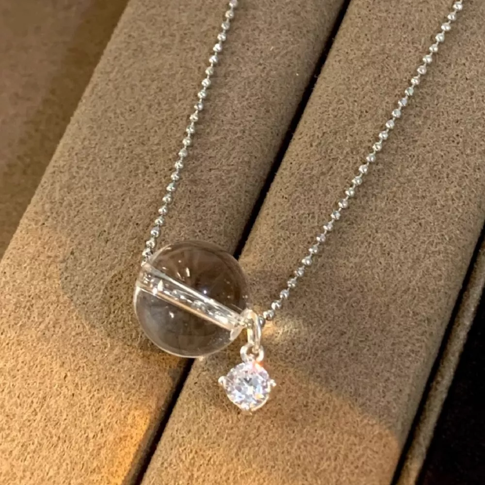 925 Sterling Silver Crystal Pendant Necklace, image 4