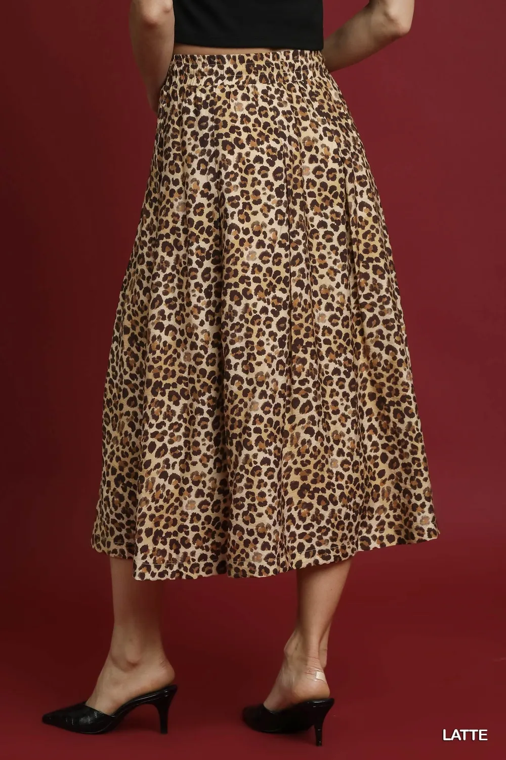 Drawstring Leopard Midi Skirt, image 2