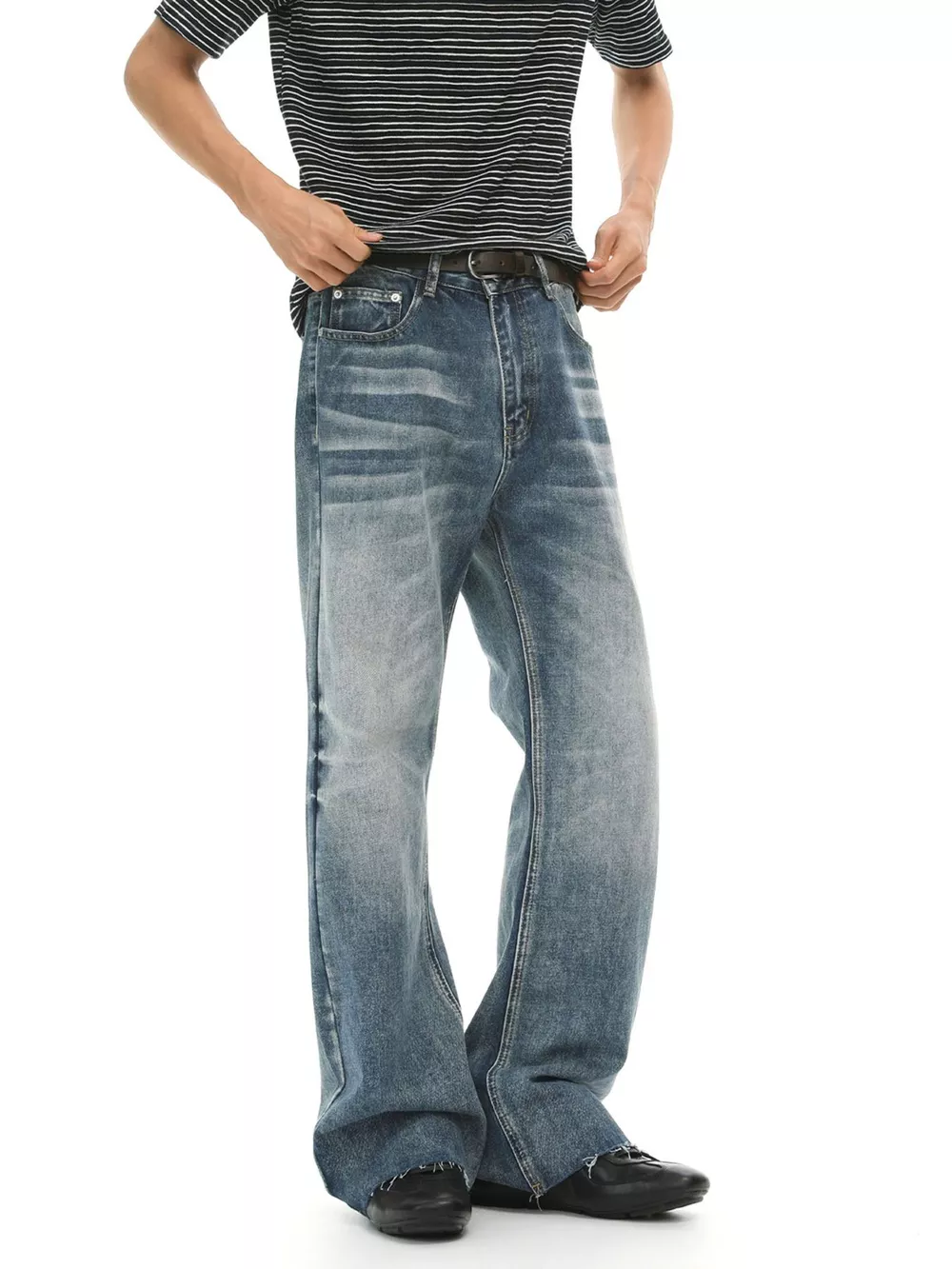 Men's Vintage Wash Flare Jeans, image 5
