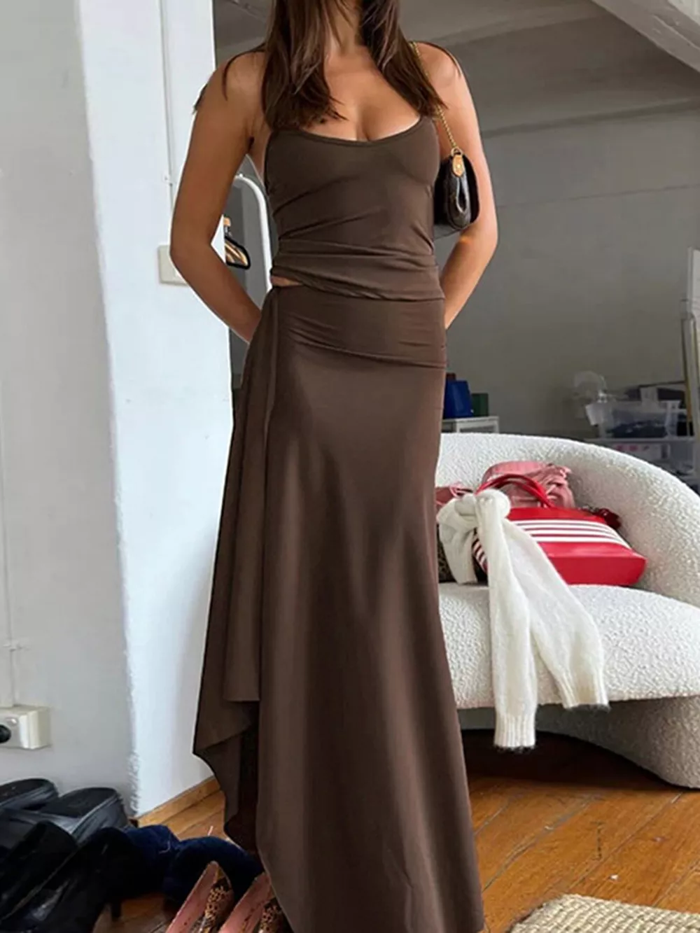 Scoop Neck Tank Top and Maxi Skirt Set, image 3