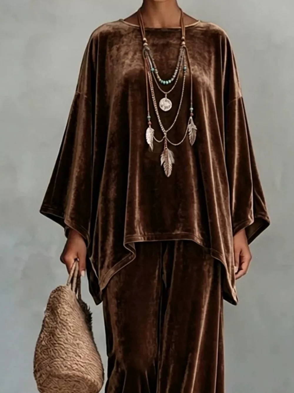 Full Size Asymmetrical Top and Wide Leg Pants Set Plus Size, image 10