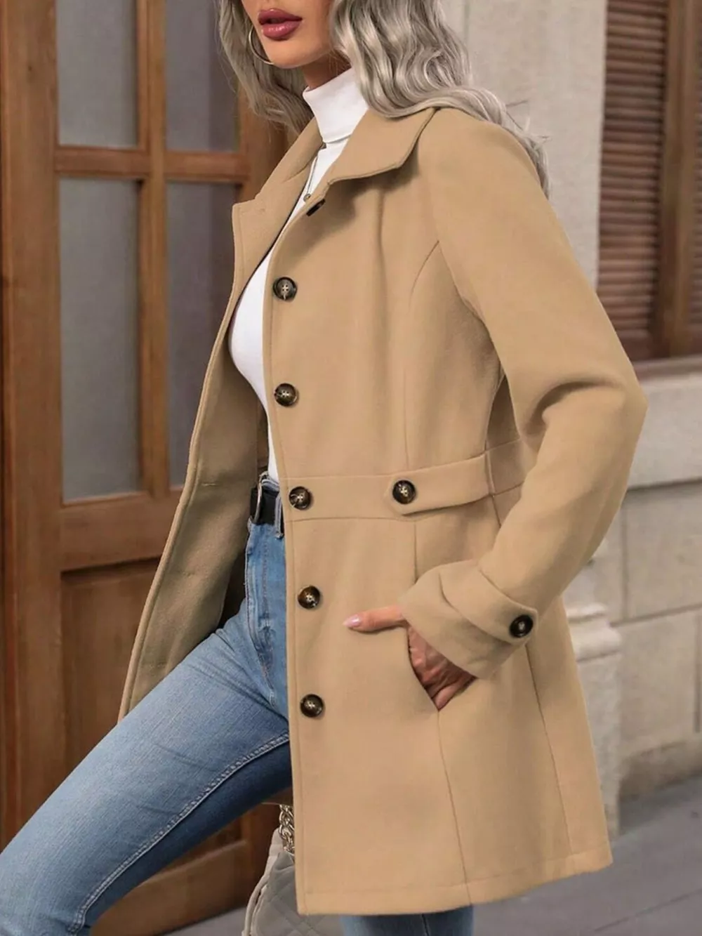 Single-Breasted Long Sleeve Coat, image 18