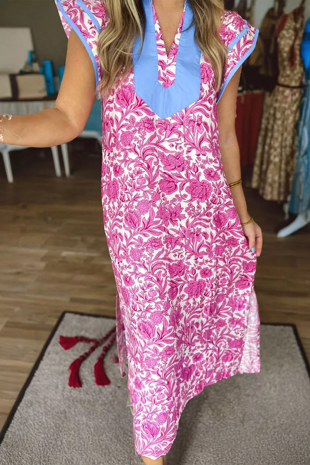 Floral Print Ruffle Cap Sleeve Dress, image 5