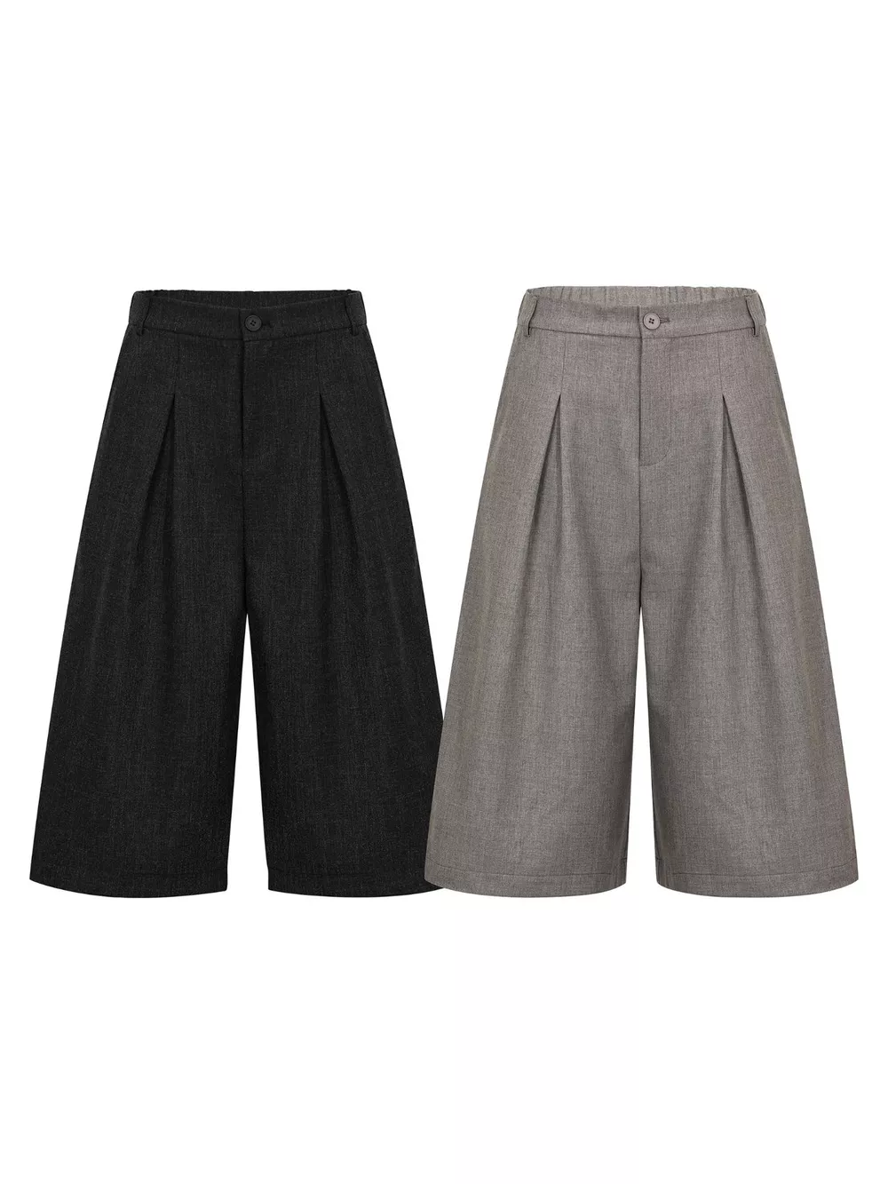 Men's High-Waisted Pleated Wide-Leg Capri Pants, image 5