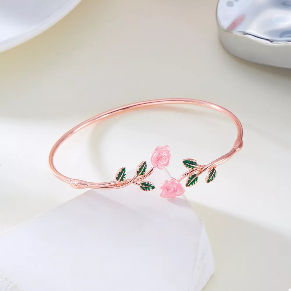 Rose Bypass Ring and Bracelet Jewelry Set, image 9